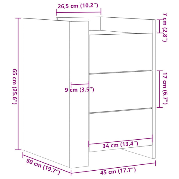 Betongrauer Nachttisch 45x50x65 cm
