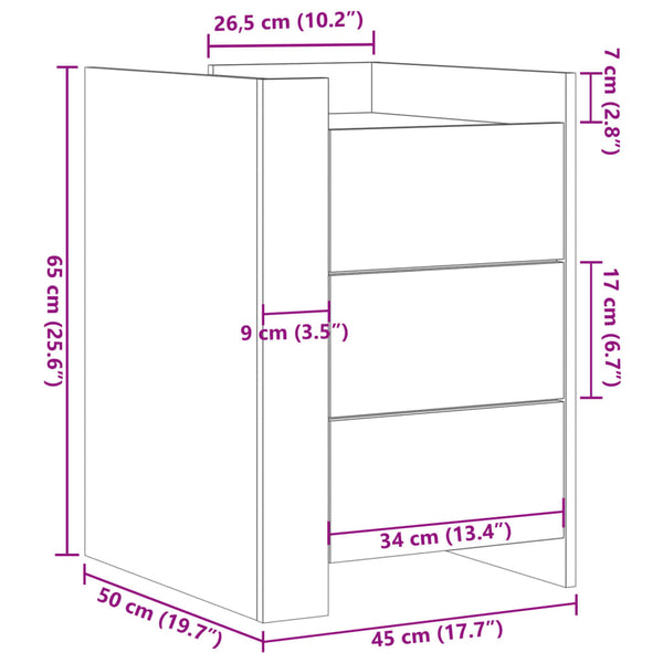 Nachttisch Grau Sonoma 45x50x65 cm