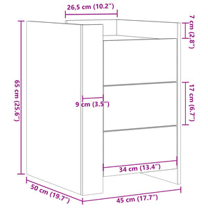 Nachttisch Braun Eichen-Optik 45x50x65 cm