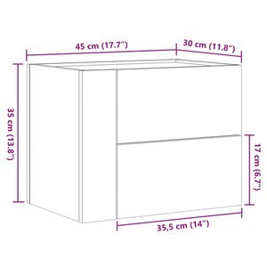 Schwarzer Wand-Nachttisch 45x30x35 cm