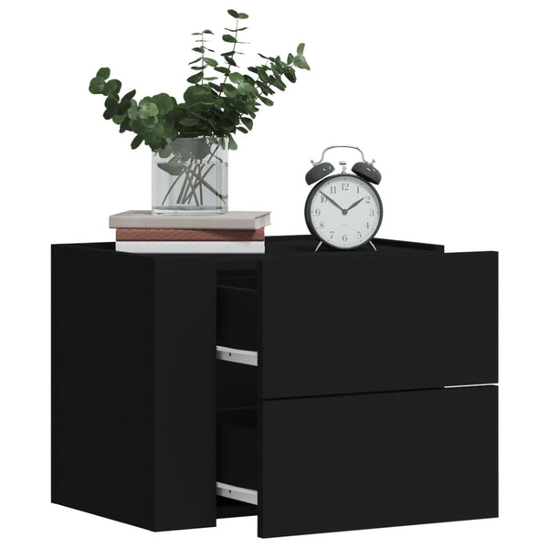 Schwarzer Wand-Nachttisch 45x30x35 cm