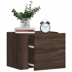 vidaXL Table de chevet murale marron aspect chêne 45x30x35 cm