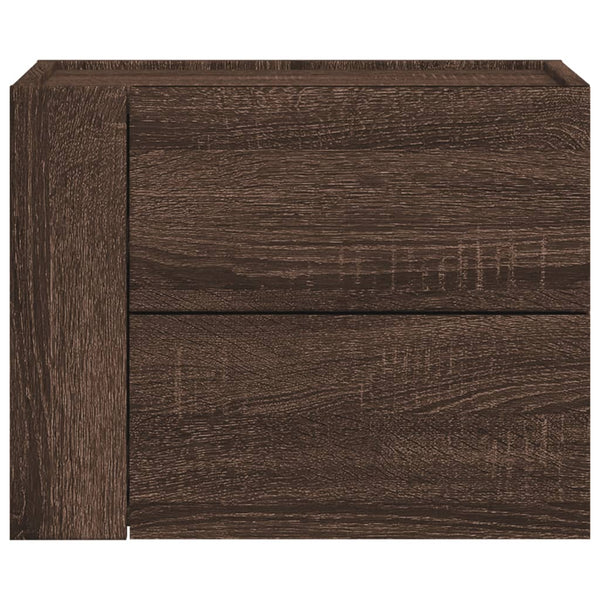 vidaXL Table de chevet murale marron aspect chêne 45x30x35 cm
