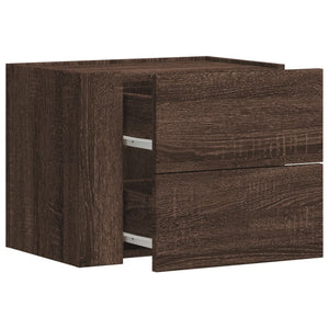 vidaXL Table de chevet murale marron aspect chêne 45x30x35 cm