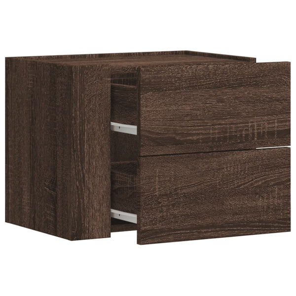 vidaXL Table de chevet murale marron aspect chêne 45x30x35 cm