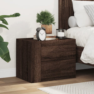 vidaXL Table de chevet murale marron aspect chêne 45x30x35 cm