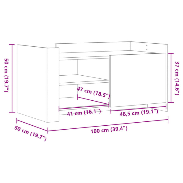 Couchtisch Braun Eichenoptik 100x50 cm
