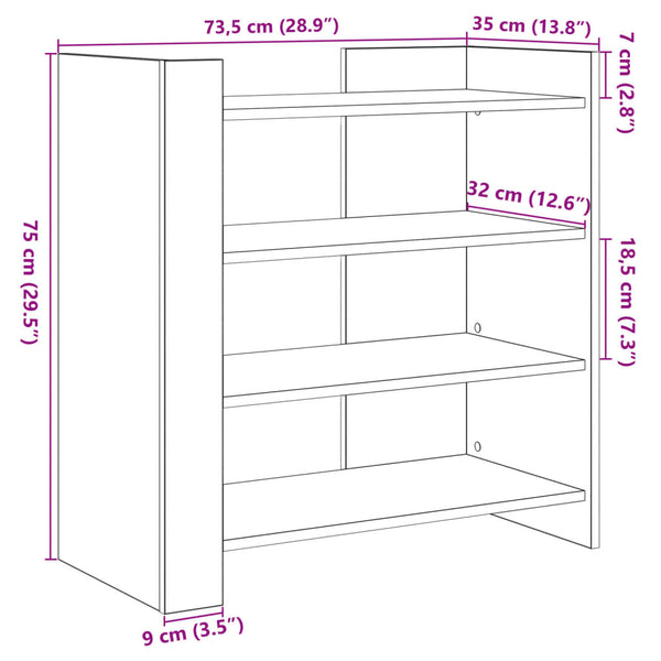 Sideboard Braun Eichenoptik 73,5 cm