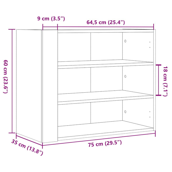 Wandregal Sonoma Eiche 75x35x60 cm
