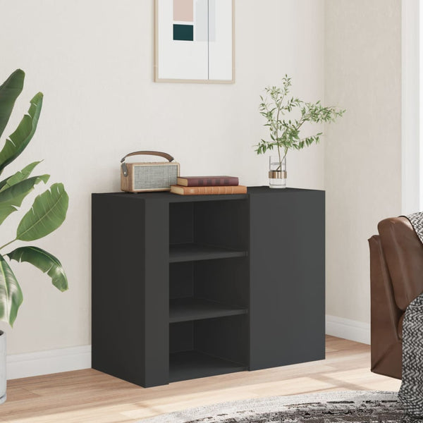 Schwarzes Wandregal 75x35x60 cm