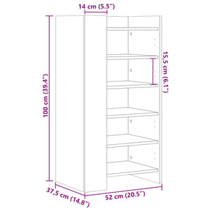 Schuhschrank Grau Sonoma 52x37,5x100 cm