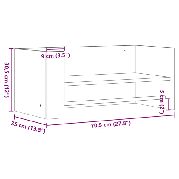 Wandregal Braun Eichenoptik 70,5 cm
