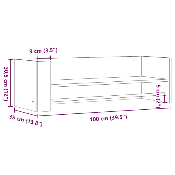 Schwarzes Wandregal 100 cm
