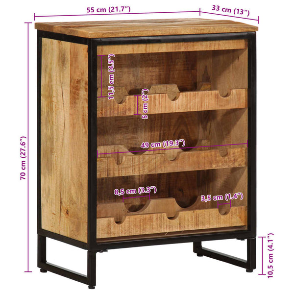 Weinregal für 9 Flaschen Massivholz Mango