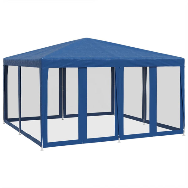 Blaues Partyzelt mit Mesh-Seitenwänden 4x4m
