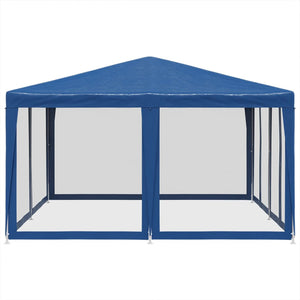 Blaues Partyzelt mit Mesh-Seitenwänden 4x4m