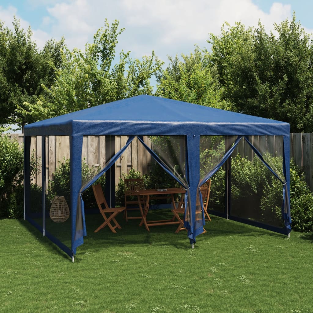 Blaues Partyzelt mit Mesh-Seitenwänden 4x4m