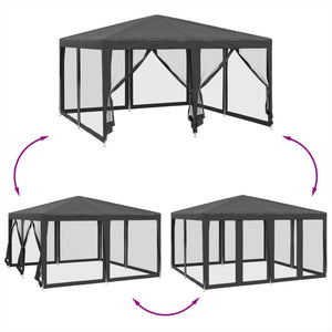Partyzelt Anthrazit 4x4m mit Mesh-Seiten