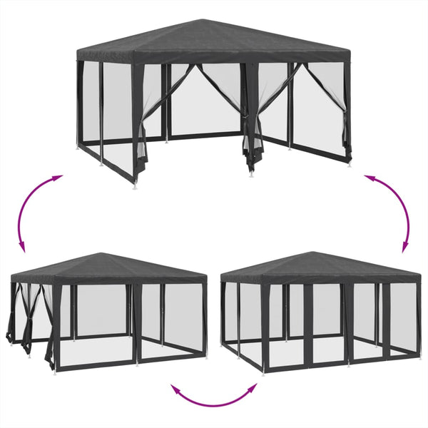 Partyzelt Anthrazit 4x4m mit Mesh-Seiten