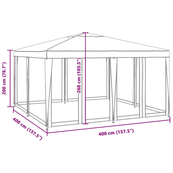 Partyzelt Anthrazit 4x4m mit Mesh-Seiten