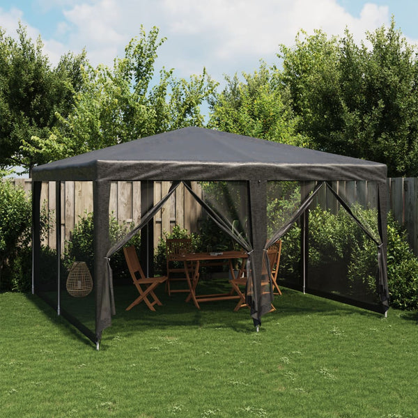 Partyzelt Anthrazit 4x4m mit Mesh-Seiten