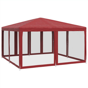 Rotes Partyzelt 4x4 m mit Mesh-Seiten