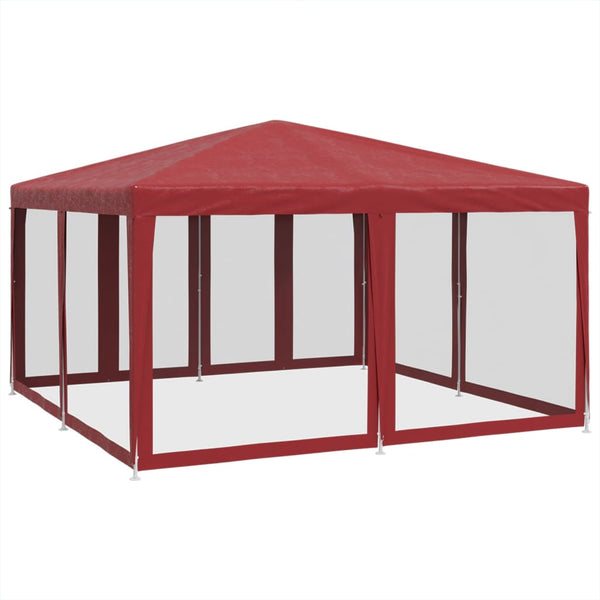 Rotes Partyzelt 4x4 m mit Mesh-Seiten