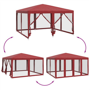 Rotes Partyzelt 4x4 m mit Mesh-Seiten