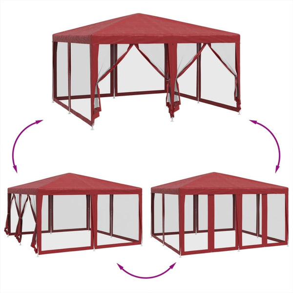 Rotes Partyzelt 4x4 m mit Mesh-Seiten
