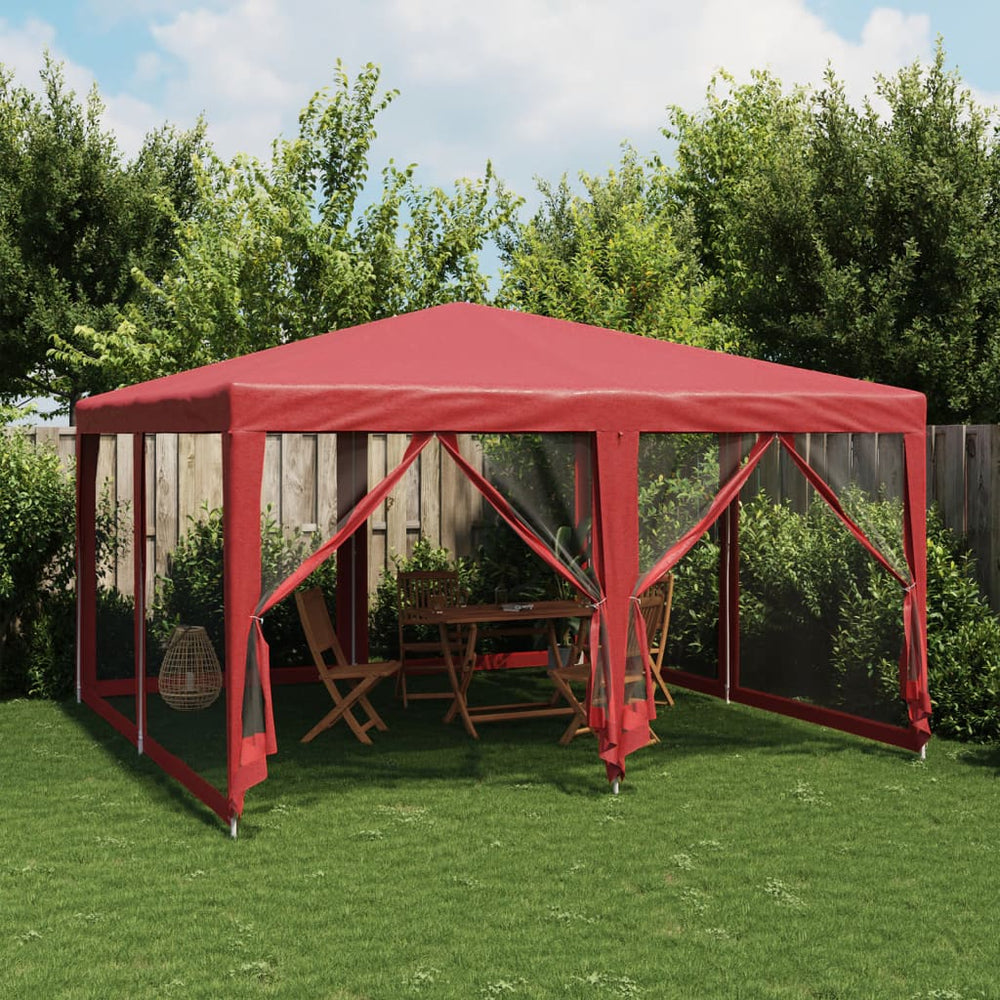 Rotes Partyzelt 4x4 m mit Mesh-Seiten