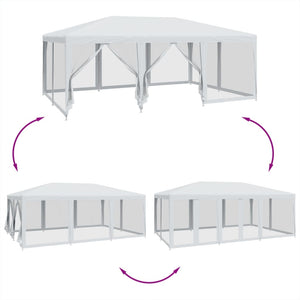 Weißes Partyzelt 6x4 m mit Mesh-Seiten