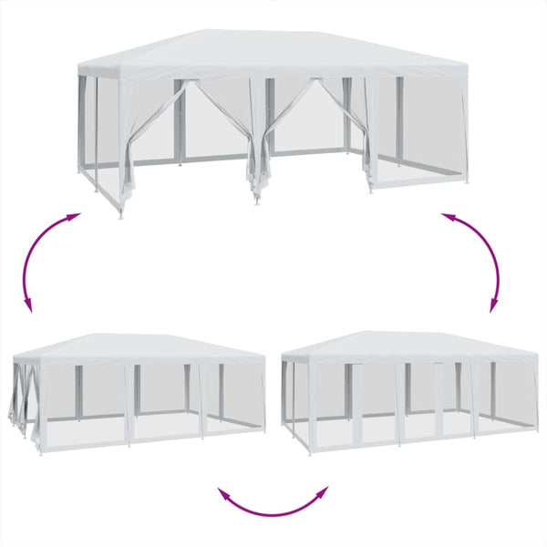 Weißes Partyzelt 6x4 m mit Mesh-Seiten
