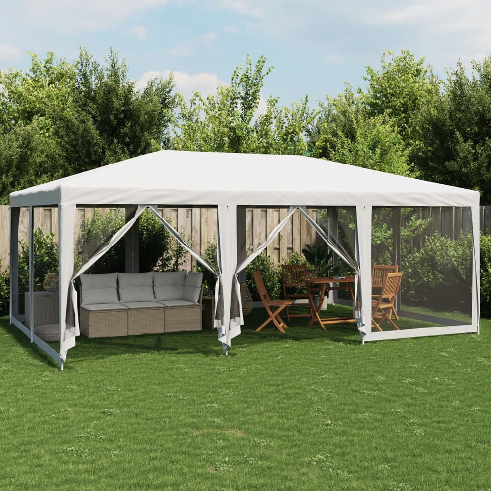 Weißes Partyzelt 6x4 m mit Mesh-Seiten