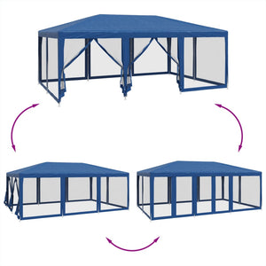 Blaues Partyzelt 6x4 m mit Mesh-Seiten