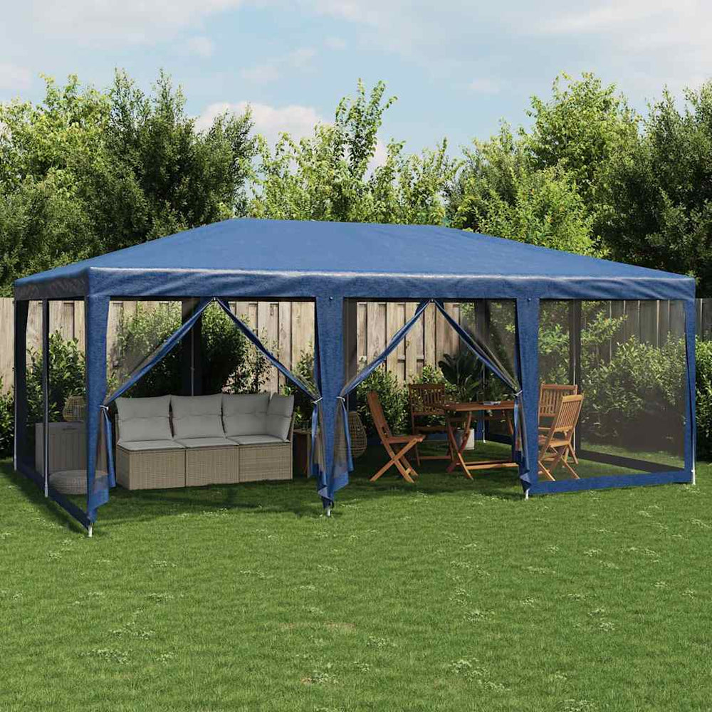 Blaues Partyzelt 6x4 m mit Mesh-Seiten