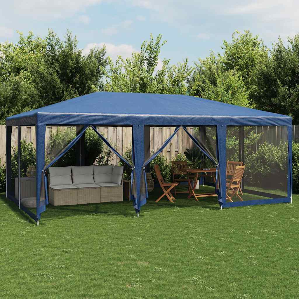 Blaues Partyzelt 6x4 m mit Mesh-Seiten