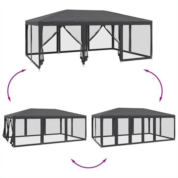 Partyzelt Anthrazit 6x4 m mit Mesh-Seiten