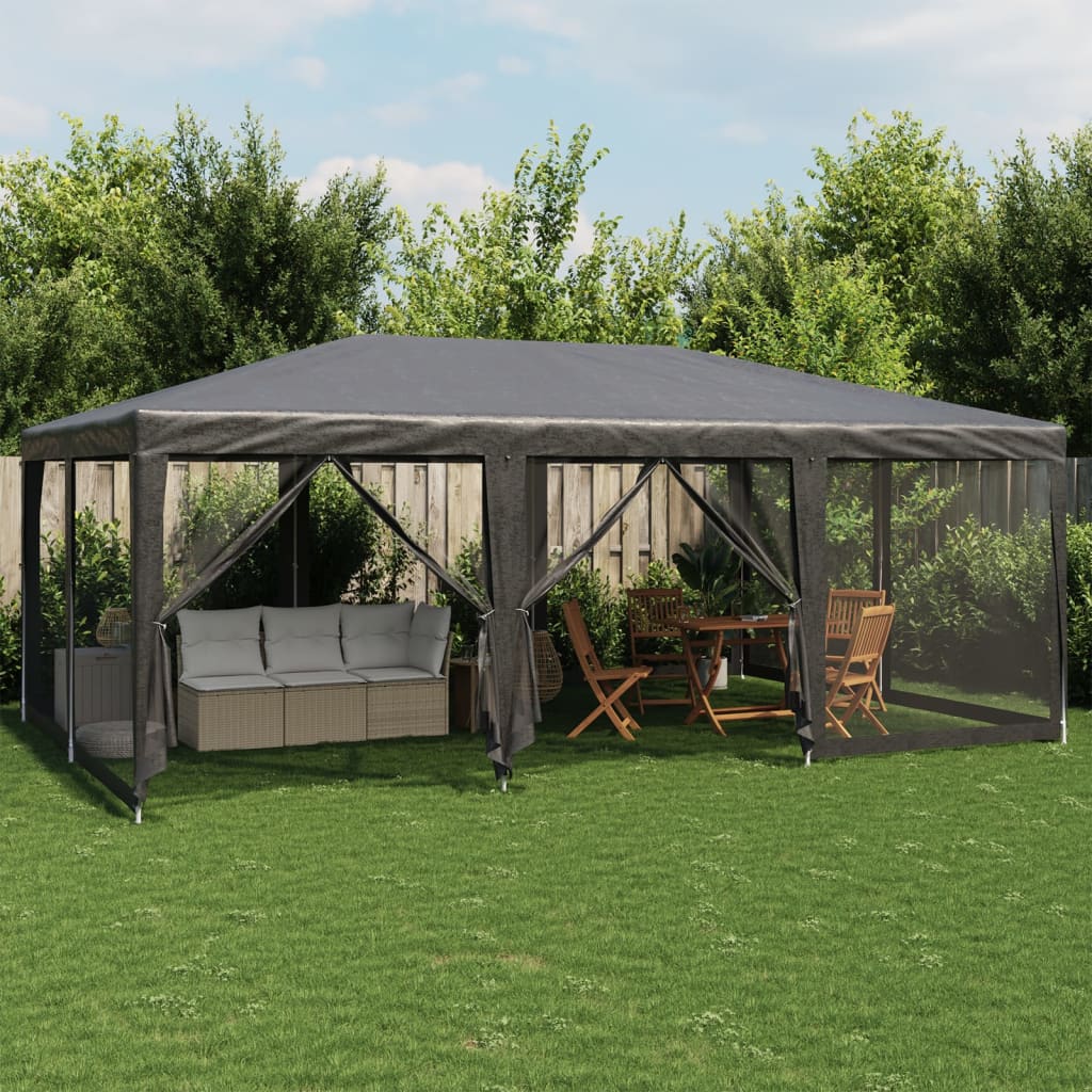 Partyzelt Anthrazit 6x4 m mit Mesh-Seiten