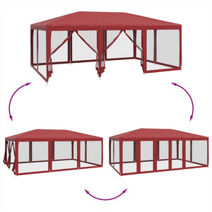 Partyzelt Rot 6x4 m mit Mesh-Seiten