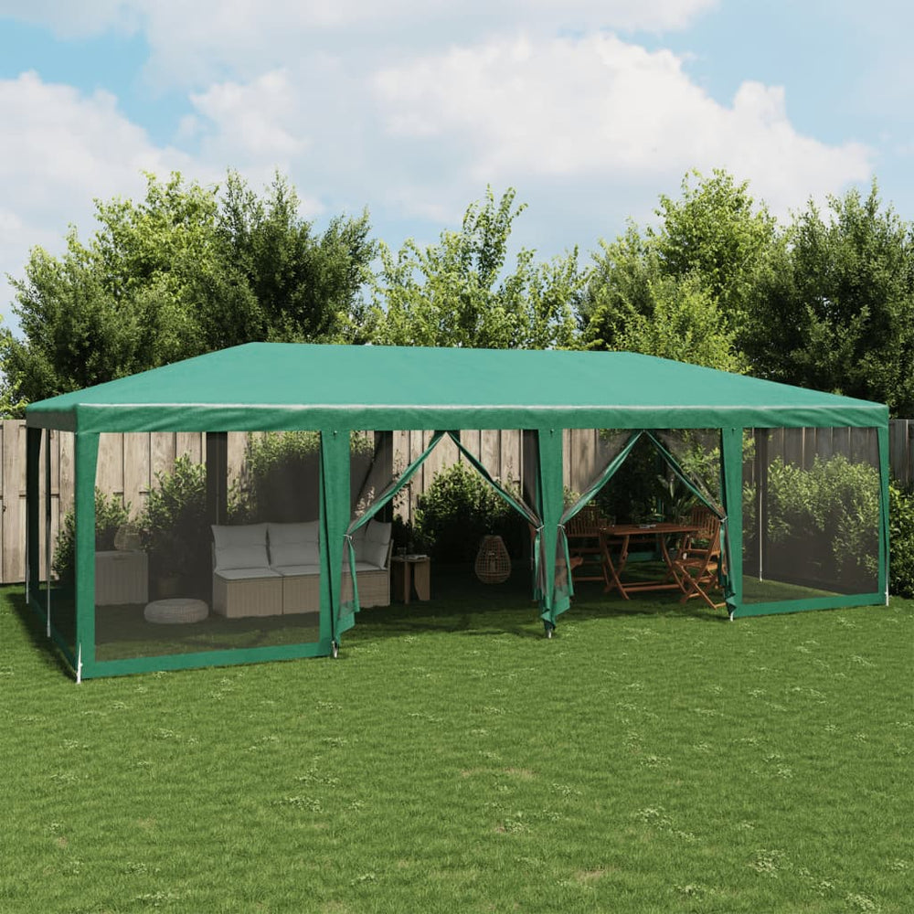 Partyzelt Grün 8x4 m mit Mesh-Seitenteilen