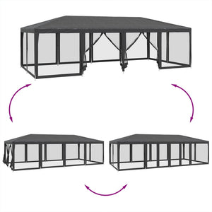 Partyzelt Anthrazit mit Mesh-Seitenteilen 8x4 m
