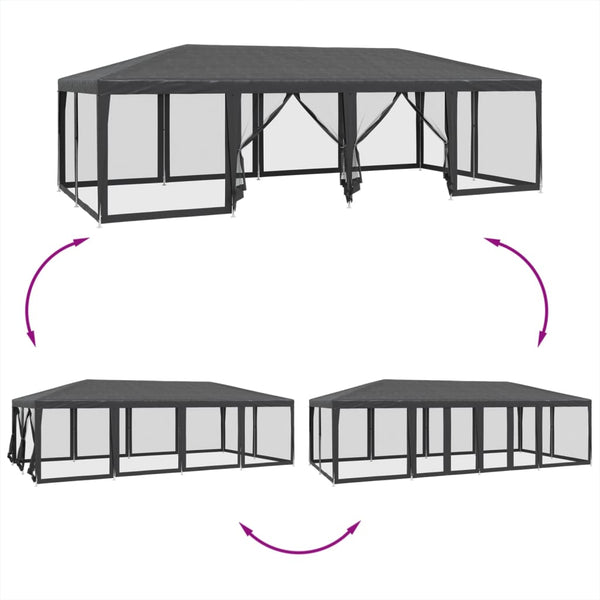 Partyzelt Anthrazit mit Mesh-Seitenteilen 8x4 m