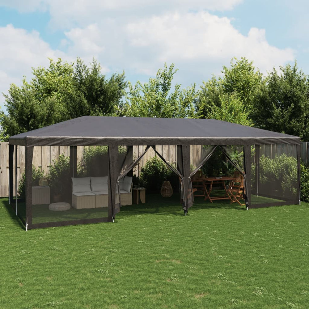 Partyzelt Anthrazit mit Mesh-Seitenteilen 8x4 m
