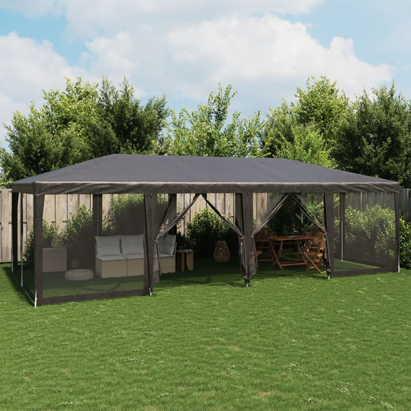Partyzelt Anthrazit mit Mesh-Seitenteilen 8x4 m