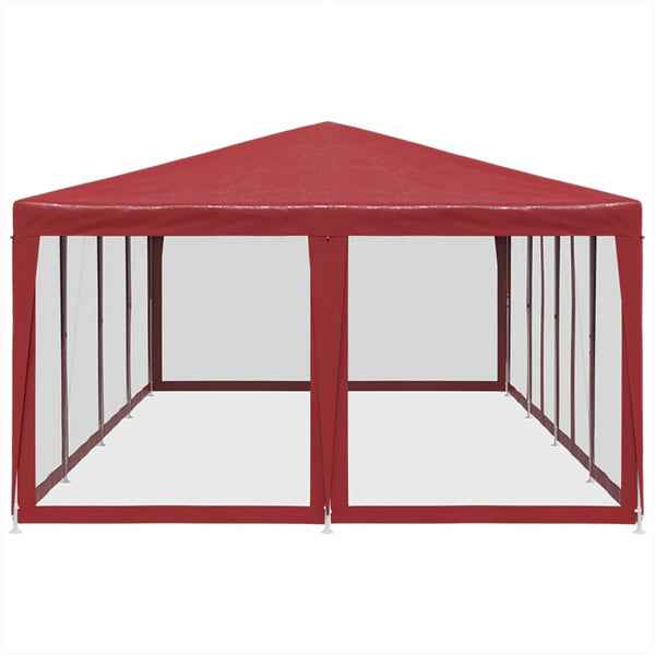 Rotes Partyzelt 8x4 m mit Mesh-Seiten