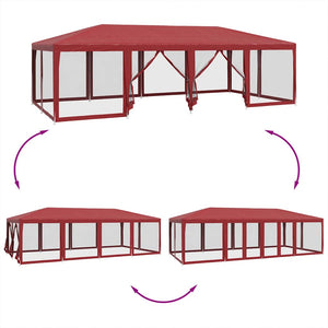 Rotes Partyzelt 8x4 m mit Mesh-Seiten