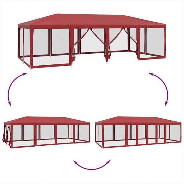 Rotes Partyzelt 8x4 m mit Mesh-Seiten