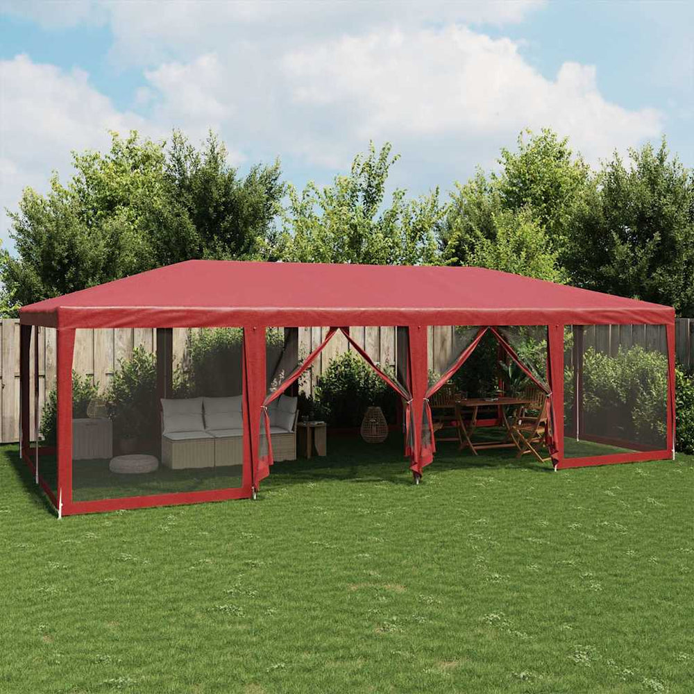 Rotes Partyzelt 8x4 m mit Mesh-Seiten