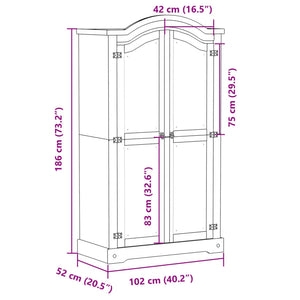 Massivholz Kleiderschrank Kiefer 102x52x186 cm