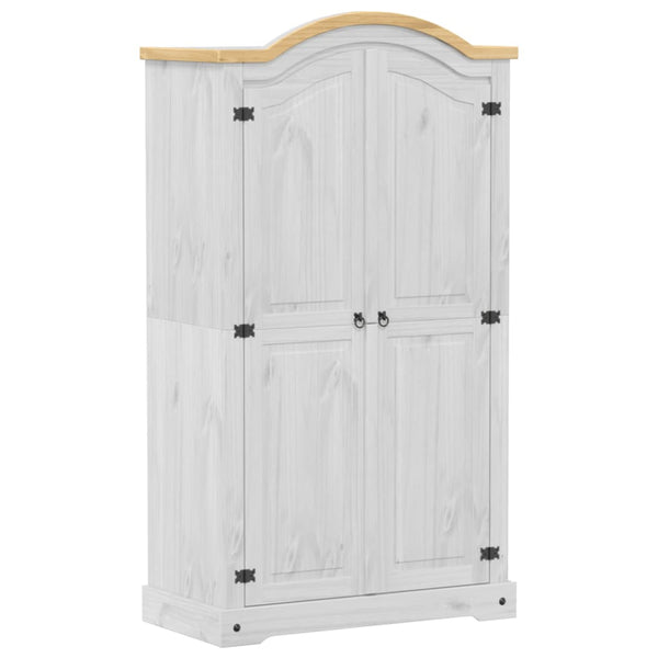 Weißer Kiefer Massivholz Kleiderschrank 102x186 cm